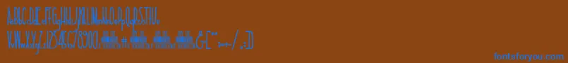 フォントTallAndSlim – 茶色の背景に青い文字