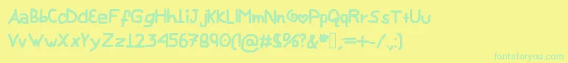 Czcionka MyChildishFont – zielone czcionki na żółtym tle