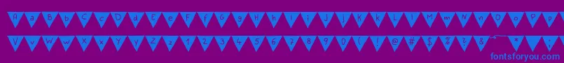 PaperBannerBold-Schriftart – Blaue Schriften auf violettem Hintergrund