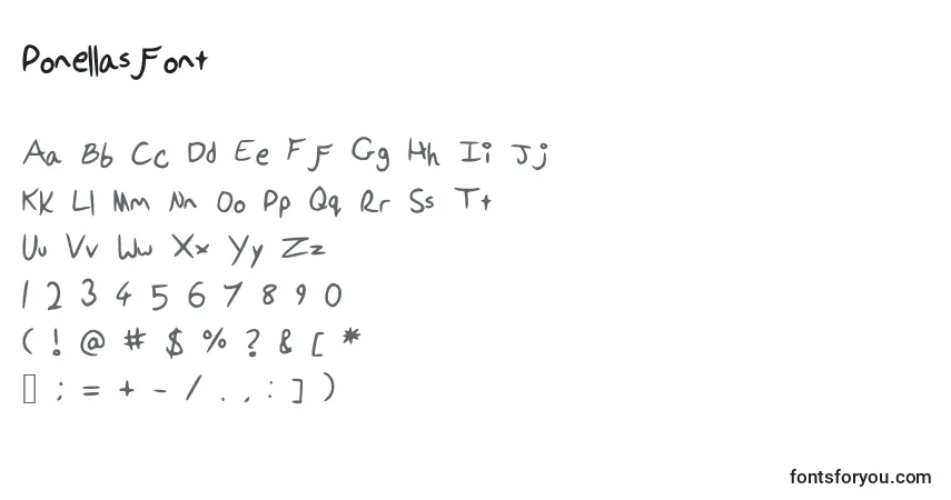 Schriftart Ponellasfont – Alphabet, Zahlen, spezielle Symbole
