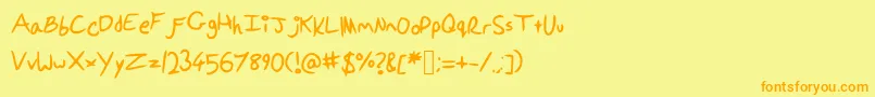 Ponellasfont-Schriftart – Orangefarbene Schriften auf gelbem Hintergrund