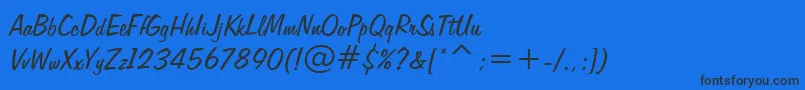 Freehand575Bt-Schriftart – Schwarze Schriften auf blauem Hintergrund