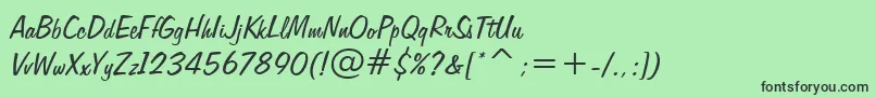 フォントFreehand575Bt – 緑の背景に黒い文字