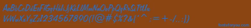 フォントFreehand575Bt – 茶色の背景に青い文字