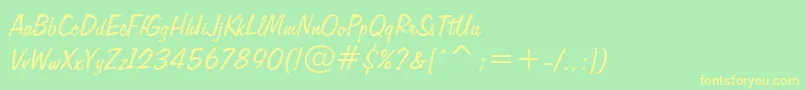 Freehand575Bt-fontti – keltaiset fontit vihreällä taustalla