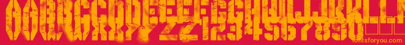 GimmeDanger-Schriftart – Orangefarbene Schriften auf rotem Hintergrund
