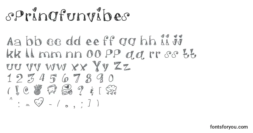 A fonte Springfunvibes – alfabeto, números, caracteres especiais