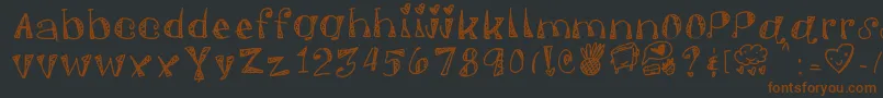 Springfunvibes-Schriftart – Braune Schriften auf schwarzem Hintergrund