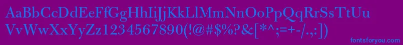 フォントBulmermtstdRegular – 紫色の背景に青い文字