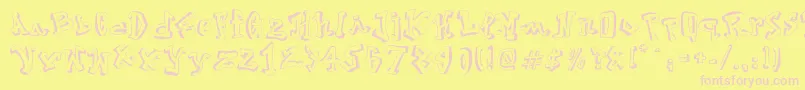 Street2Art-fontti – vaaleanpunaiset fontit keltaisella taustalla