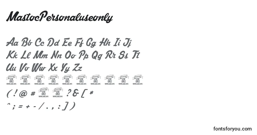 Шрифт MastocPersonaluseonly – алфавит, цифры, специальные символы
