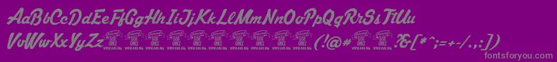 Weitere Informationen zur MastocPersonaluseonly-Schriftart MastocPersonaluseonly-Schriftart – Graue Schriften auf violettem Hintergrund