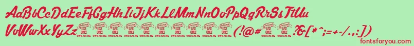 MastocPersonaluseonly Font – Red Fonts on Green Background
