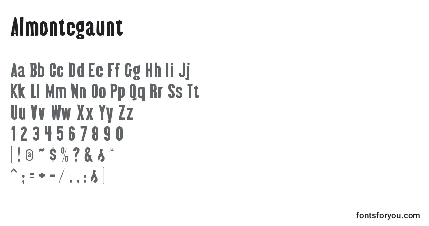 A fonte Almontegaunt – alfabeto, números, caracteres especiais