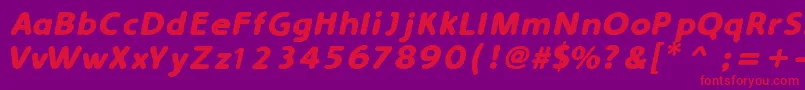 フォントSimplyRoundedBoldItalic – 紫の背景に赤い文字