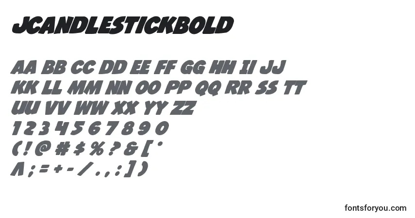 A fonte Jcandlestickbold – alfabeto, números, caracteres especiais