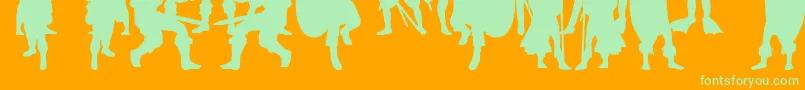 フォントTimeWarriors – オレンジの背景に緑のフォント