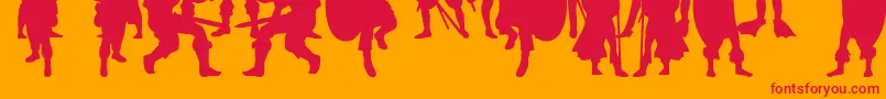 Fonte TimeWarriors – fontes vermelhas em um fundo laranja
