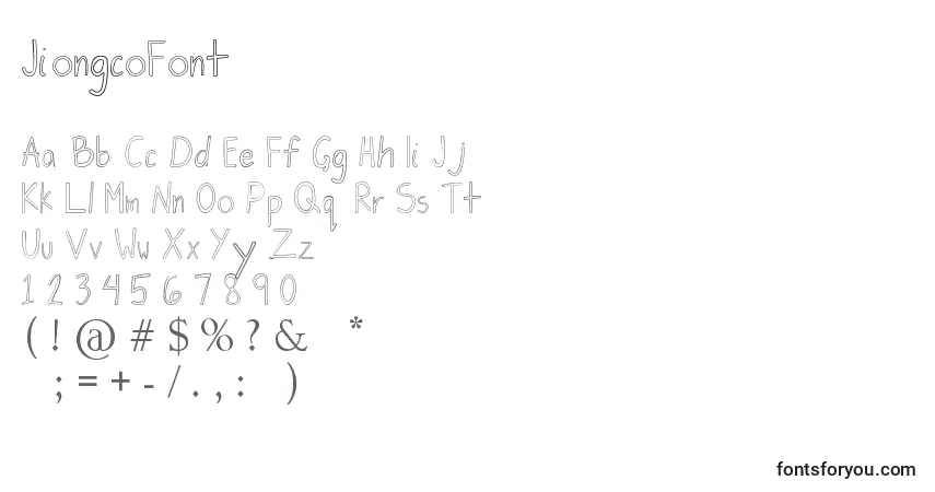 Schriftart JiongcoFont – Alphabet, Zahlen, spezielle Symbole
