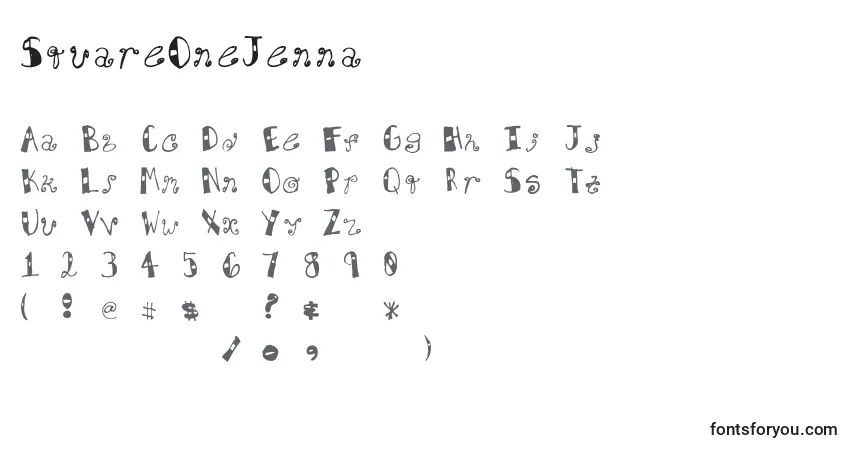 SquareOneJenna-fontti – aakkoset, numerot, erikoismerkit
