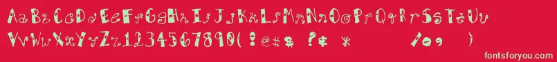 Fonte SquareOneJenna – fontes verdes em um fundo vermelho