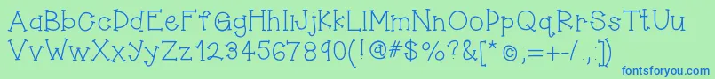 Hellojumpingjacks Font – Blue Fonts on Green Background