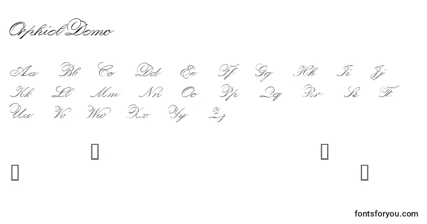 Schriftart OrphielDemo – Alphabet, Zahlen, spezielle Symbole