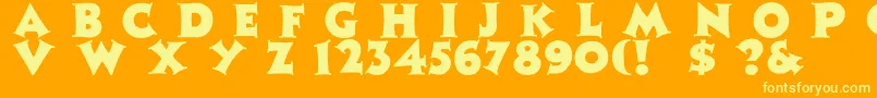 フォントZaleskicaps – オレンジの背景に黄色の文字