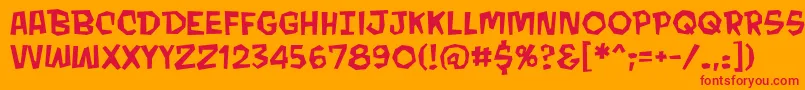 Fonte MondobeyondoBb – fontes vermelhas em um fundo laranja