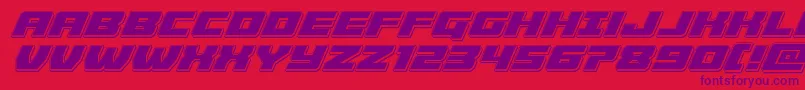Cruiserfortresspunchital-Schriftart – Violette Schriften auf rotem Hintergrund