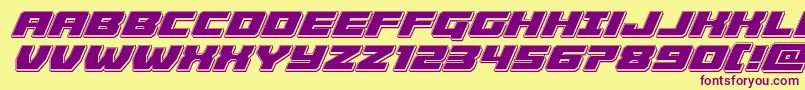 Cruiserfortresspunchital-Schriftart – Violette Schriften auf gelbem Hintergrund