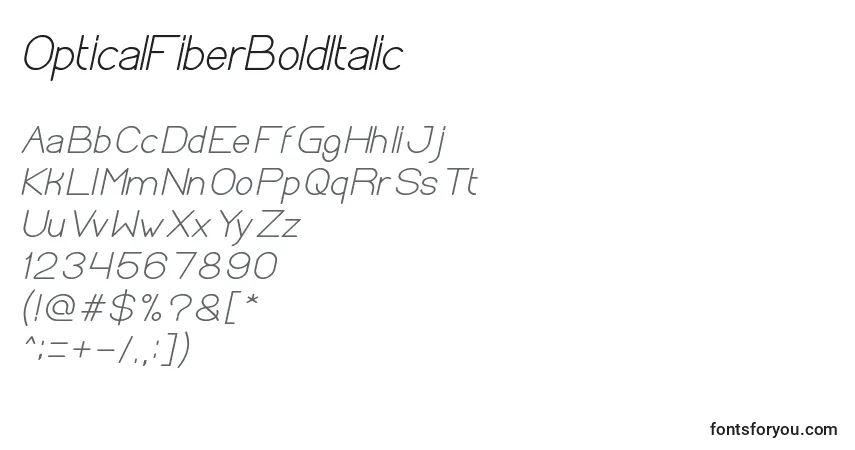 Шрифт OpticalFiberBoldItalic – алфавит, цифры, специальные символы