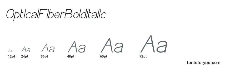 Размеры шрифта OpticalFiberBoldItalic