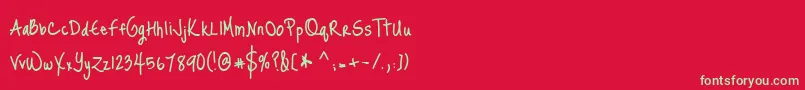 フォントJustmeagaindownhere – 赤い背景に緑の文字