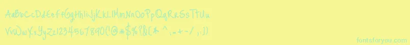 Czcionka Justmeagaindownhere – zielone czcionki na żółtym tle