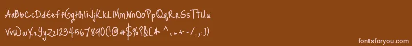 Justmeagaindownhere Font – Pink Fonts on Brown Background