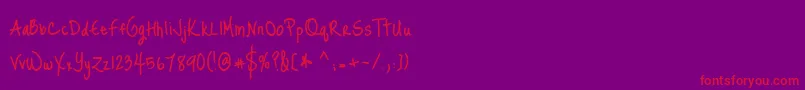 Justmeagaindownhere Font – Red Fonts on Purple Background
