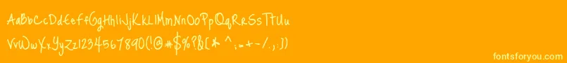 Fonte Justmeagaindownhere – fontes amarelas em um fundo laranja