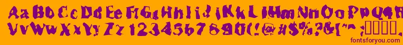 Inspector39-Schriftart – Violette Schriften auf orangefarbenem Hintergrund