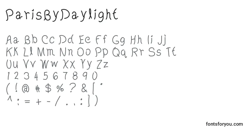 Fuente ParisByDaylight - alfabeto, números, caracteres especiales