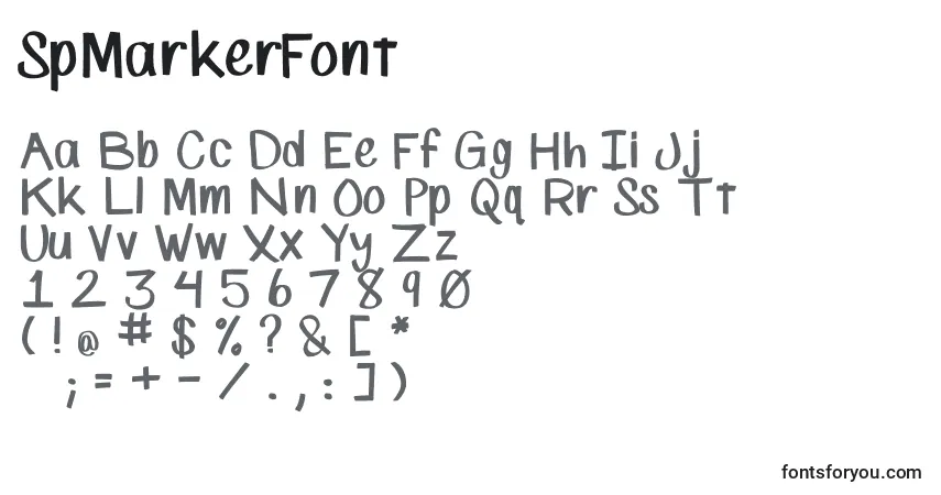 Czcionka SpMarkerFont – alfabet, cyfry, specjalne znaki