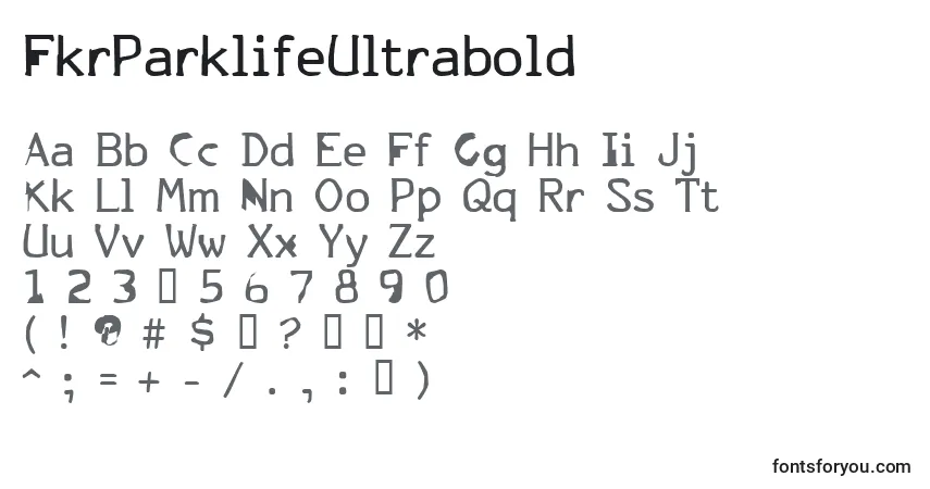 Шрифт FkrParklifeUltrabold – алфавит, цифры, специальные символы