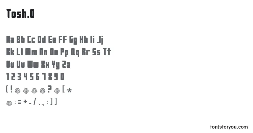 Schriftart Tosh.0 – Alphabet, Zahlen, spezielle Symbole