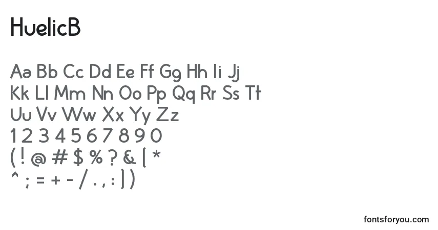 Schriftart HuelicB – Alphabet, Zahlen, spezielle Symbole