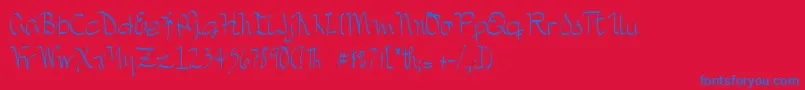 DjbTreasureHunt Font – Blue Fonts on Red Background