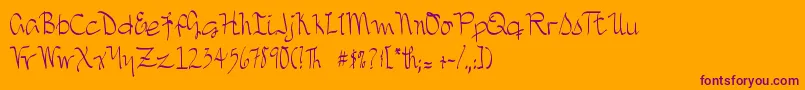 DjbTreasureHunt-Schriftart – Violette Schriften auf orangefarbenem Hintergrund