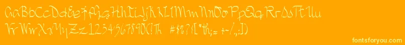 DjbTreasureHunt-Schriftart – Gelbe Schriften auf orangefarbenem Hintergrund