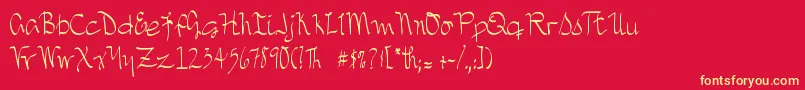 DjbTreasureHunt Font – Yellow Fonts on Red Background