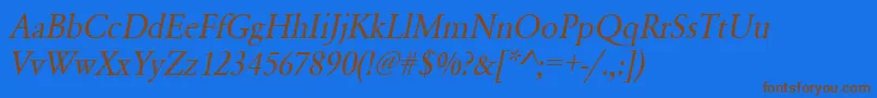 Police UrwgaramondtnarOblique – polices brunes sur fond bleu