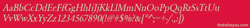 UrwgaramondtnarOblique Font – Green Fonts on Red Background